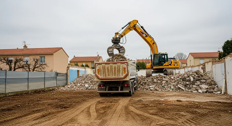 Démolition d'un ancien bâti sur parcelle en division à Aucamville
